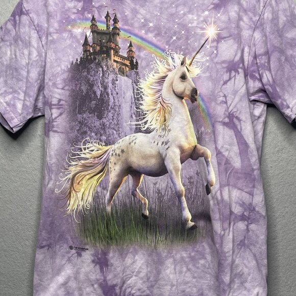 Y2K Unicorn Castle Rainbow Fantasy Fairytale Tie Dye Graphic T-Shirt M - Picture 2 of 6